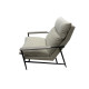 Beige Fabric Mid Century Black Metal Frame Accent Chair 